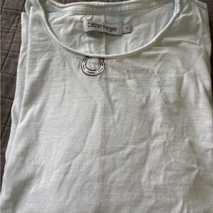 CatherineGee White Women's Top witth light blue tye dye wash. Size small